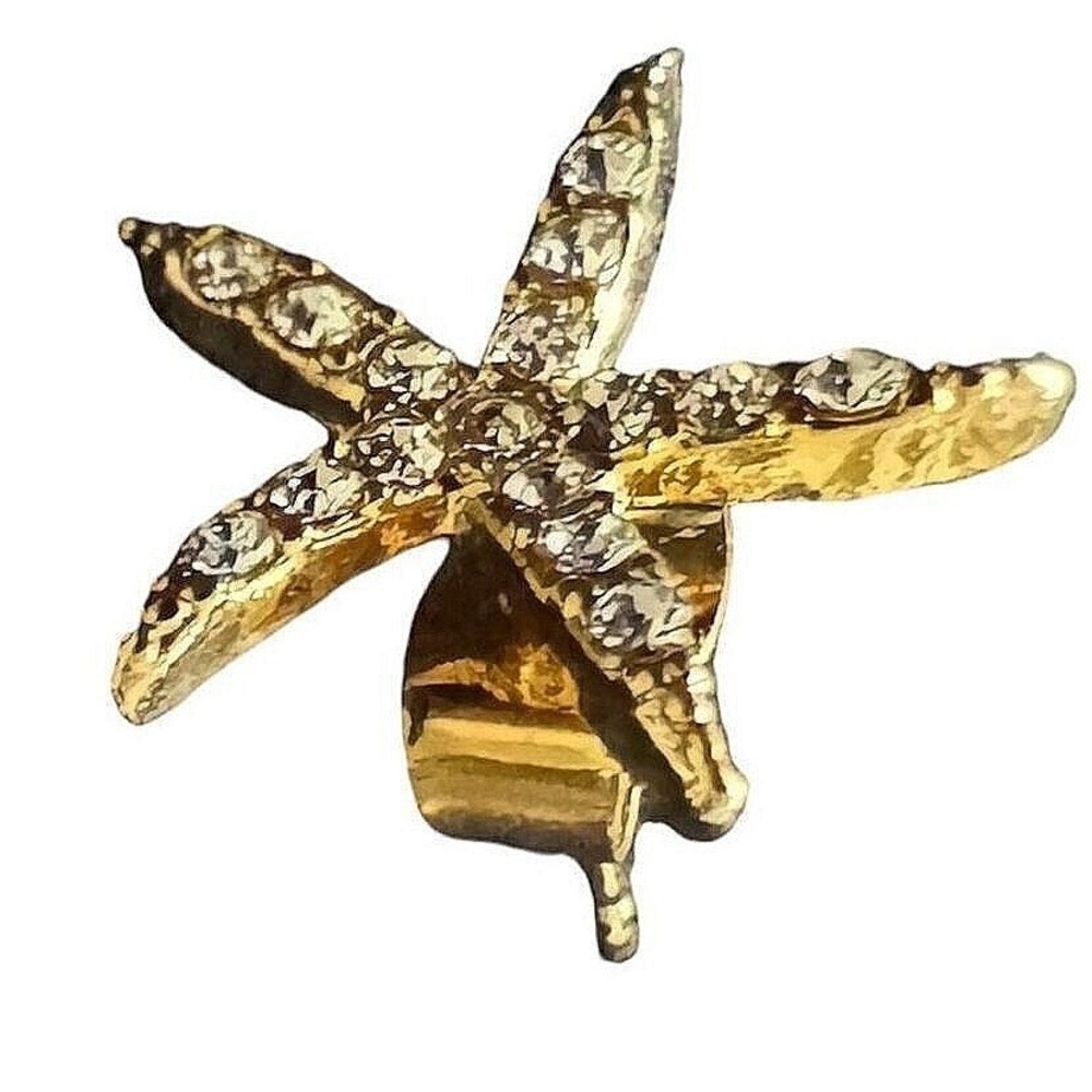 Starfish‎ Stud Earrings New Gold Tone Rhinestone Beach Ocean Nautical Jewelry